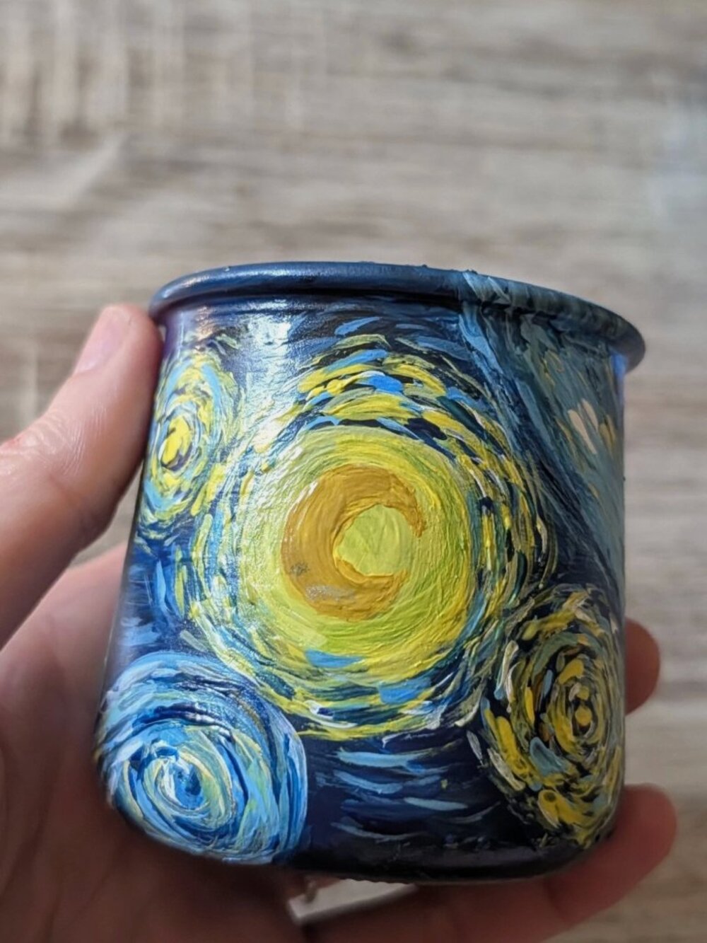 Hand-Painted "Starry Night" Tealight Holders - Set of 2 | Van Gogh Inspired Jars - Picture 14 of 16